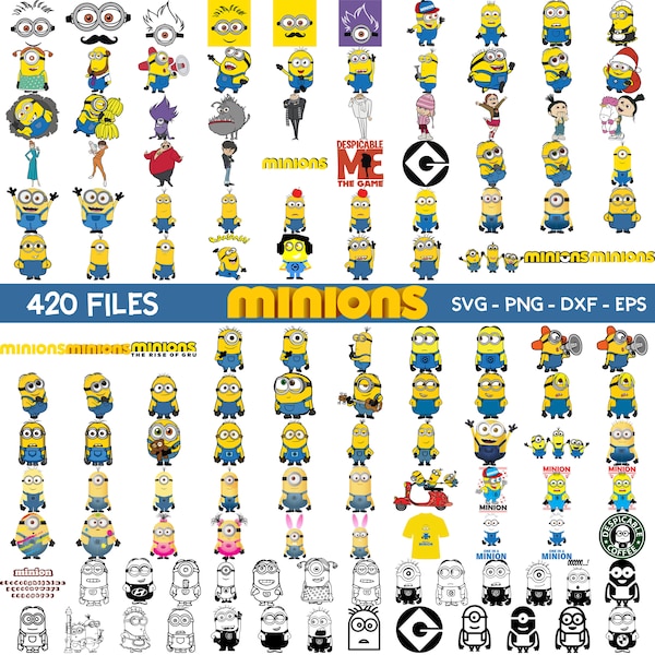 420 Minions svg, Minions Bundle, Minions Clipart, Minions png, Kevin svg, Stuart svg, Gru svg, Minions geschichtet