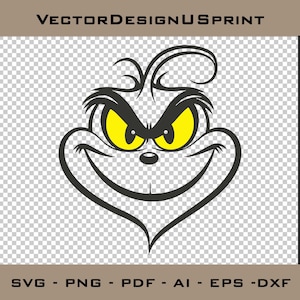 Grinch Face SVG PNG Grinch Christmas Grinch Clip Art SVG Ideal for Cricut Crafting Funny Grinch Svg Png