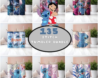 Paquete de 135 fundas para vasos con puntadas, fundas para vasos delgados de 20 oz con puntadas, diseño de sublimación PNG, diseños de sublimación con puntadas, comercial