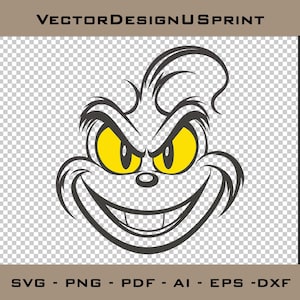 Grinch Face SVG PNG Grinch Christmas Grinch Clip Art SVG Ideal for Cricut Crafting Funny Grinch Svg Png