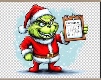 Grinch Face PNG Grinch Christmas Grinch Clip Art PNG Ideal for Cricut Crafting Funny Grinch Svg Png