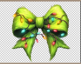 Grinchmas Coquette Bow PNG, Green Fur png, Christmas Lights Bow Png, Green guy PNG, Christmas png, Retro Christmas Shirt PNG, Holiday png