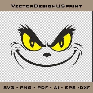 Grinch Face SVG PNG Grinch Christmas Grinch Clip Art SVG Ideal for Cricut Crafting Funny Grinch Svg Png