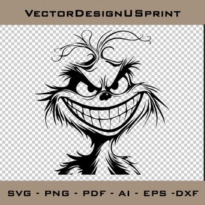 Grinch Face SVG PNG Grinch Christmas Grinch Clip Art SVG Ideal for Cricut Crafting Funny Grinch Svg Png