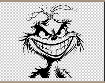 Grinch Face SVG PNG Grinch Christmas Grinch Clip Art SVG Ideal for Cricut Crafting Funny Grinch Svg Png