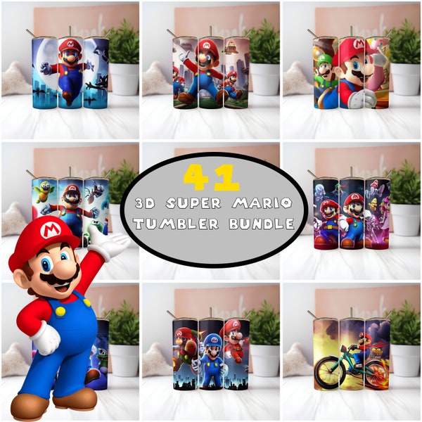 3D Super Mario Tumbler Wrap Bundle, Mario Bros Tumbler Wrap, Super Mario Tumbler Sublimation Design, Mario Tumbler Cup, Mario Tumbler Wrap