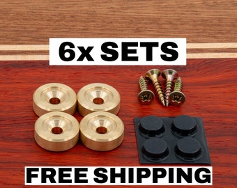 Frete grátis - 6 conjuntos de pés de tábua de corte de latão maciço, tábua de charcutaria atualizada ou bandeja de serviço, pés de latão para tábua de corte