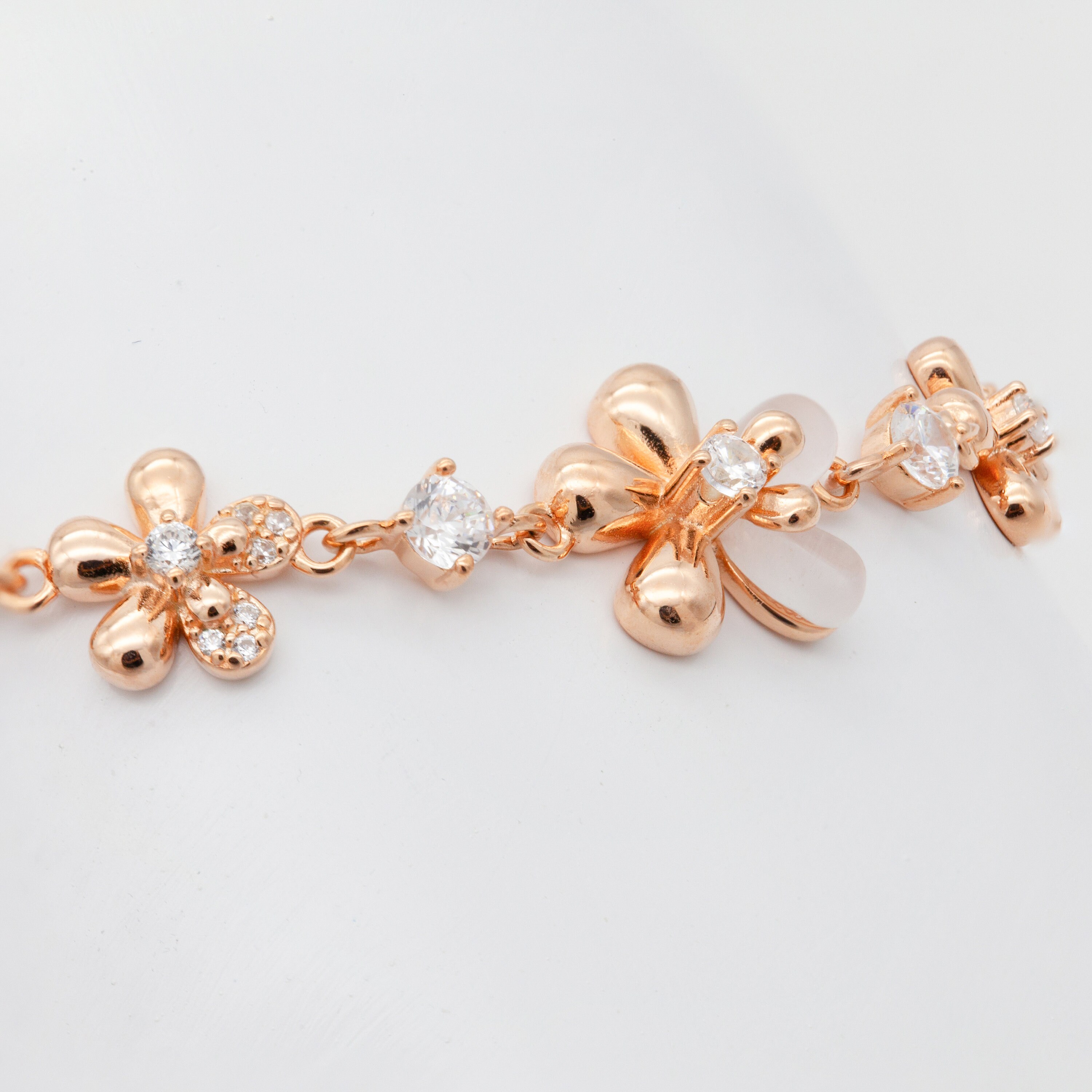 【完売】  Sterling S925 Plated Gold Rose Silver Flowers Gemstone 3D 小物・アクセサリー