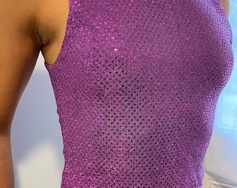 Bright Sequined Purple Crop Top