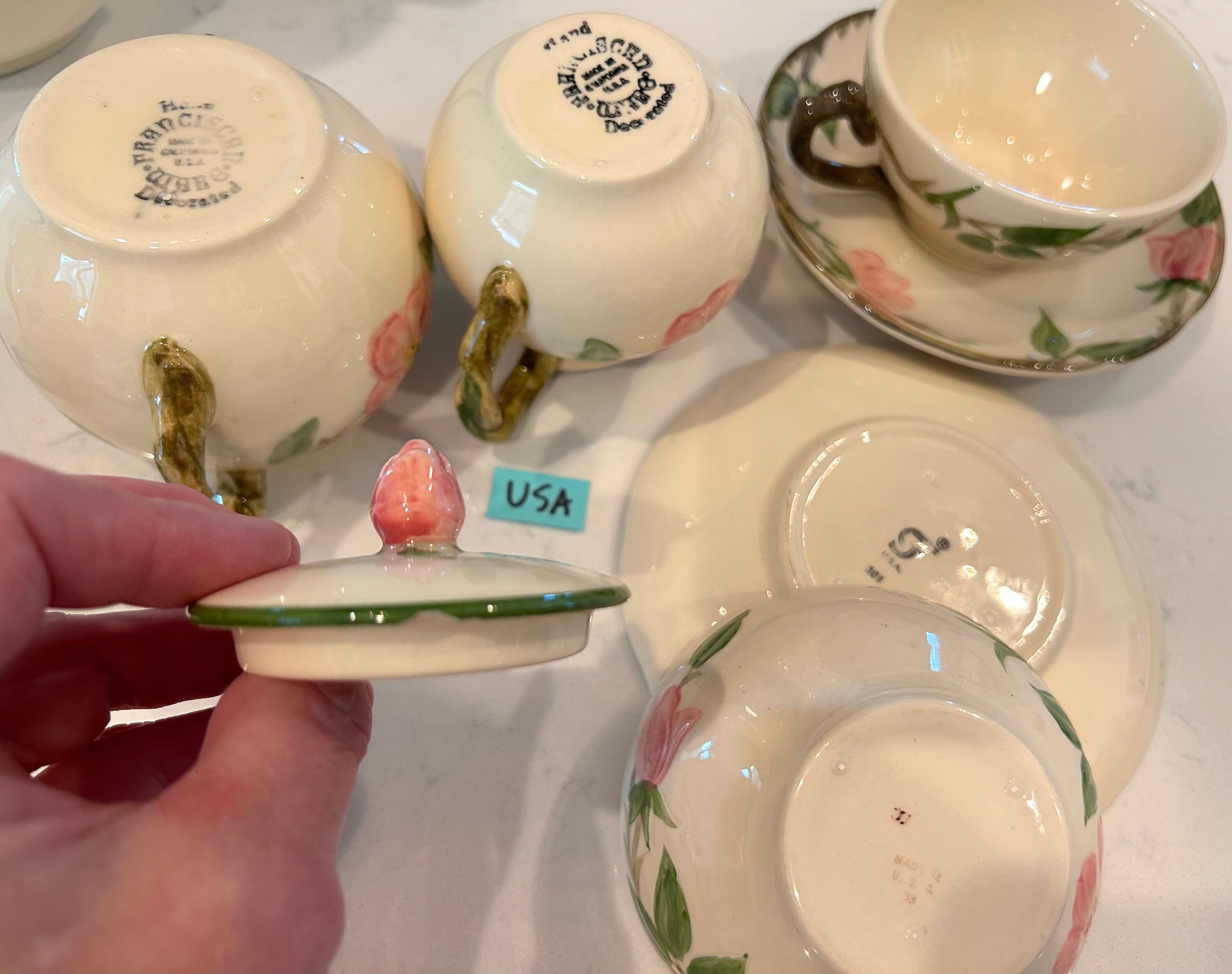 Franciscan Desert Rose Coffee Pot Cups and Saucers Creamer & Sugar Bowl