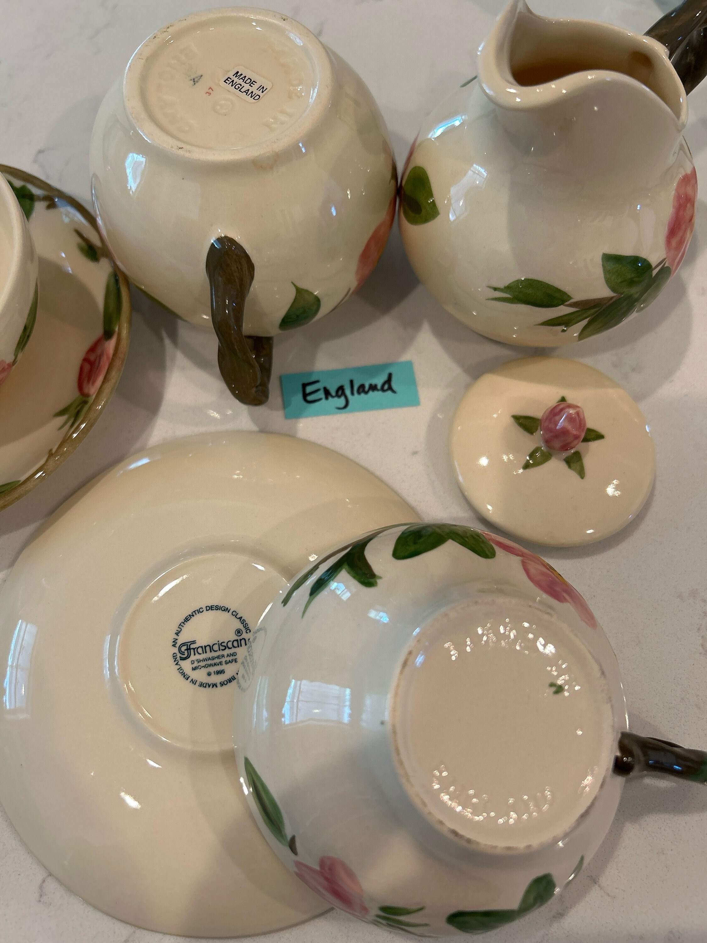 Franciscan Desert Rose Coffee Pot Cups and Saucers Creamer & Sugar Bowl