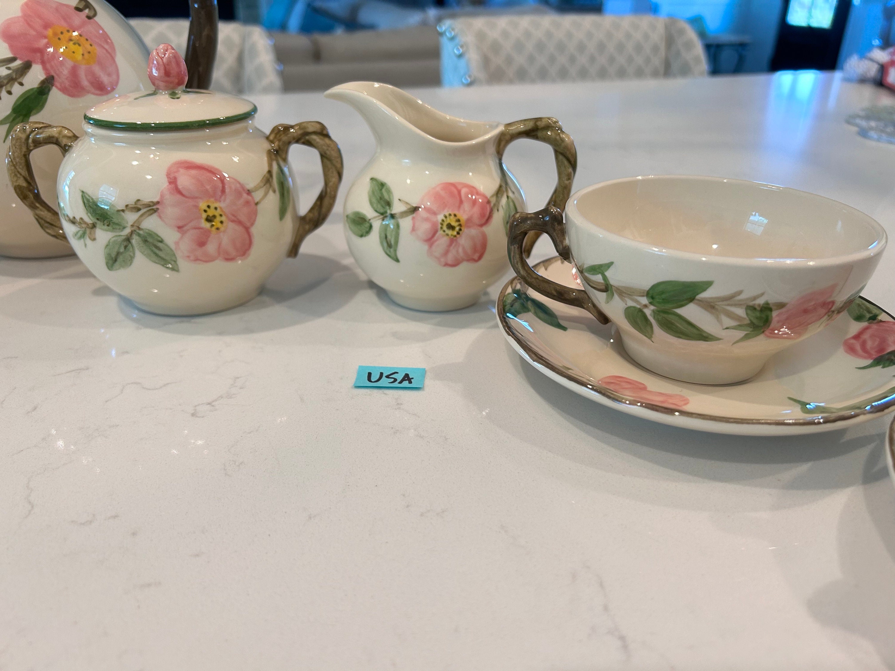 Franciscan Desert Rose Coffee Pot Cups and Saucers Creamer & Sugar Bowl