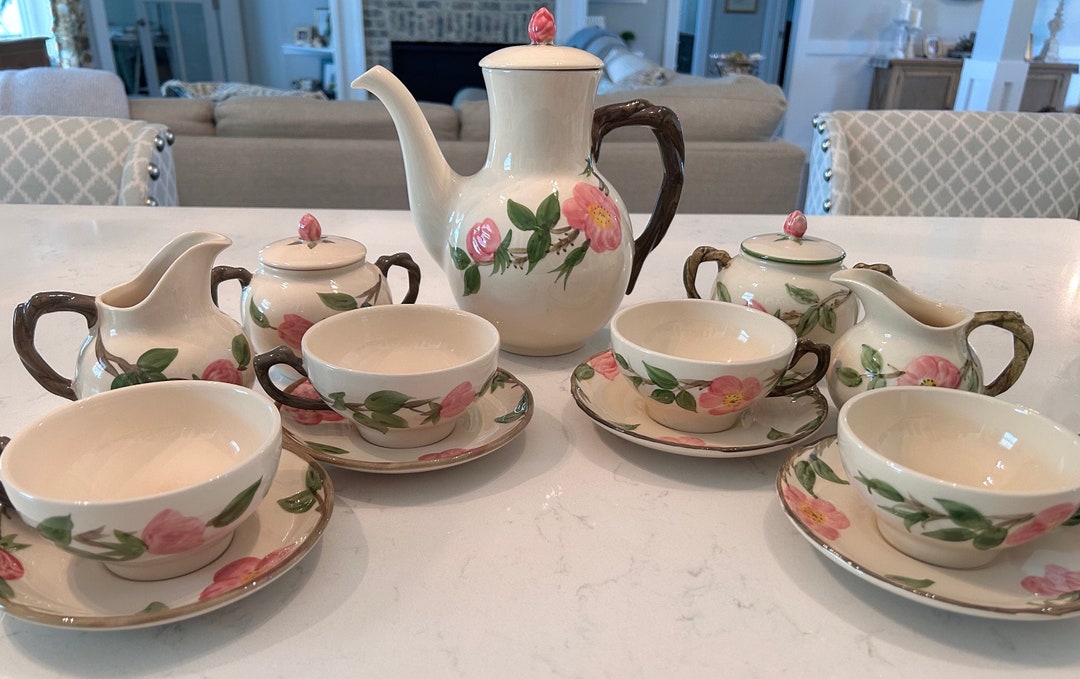 Franciscan Desert Rose Coffee Pot Cups and Saucers Creamer & Sugar Bowl