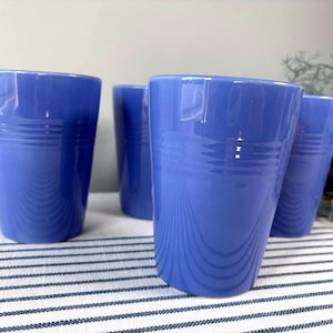 Vintage Harlequin Mauve Blue Tumblers by Homer Laughlin Mid-Century Pottery Decor