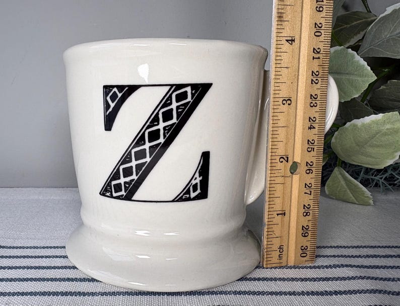 Anthropologie Monogrammed Mug: Z Initial Shaving-Style Mug 画像 3