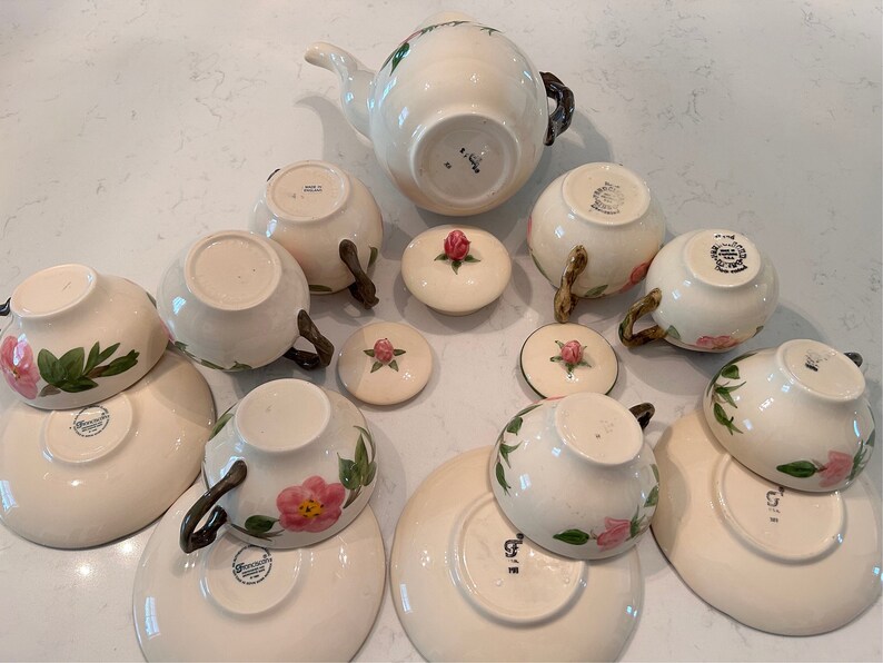 Franciscan Desert Rose Coffee Pot Cups and Saucers Creamer & Sugar Bowl