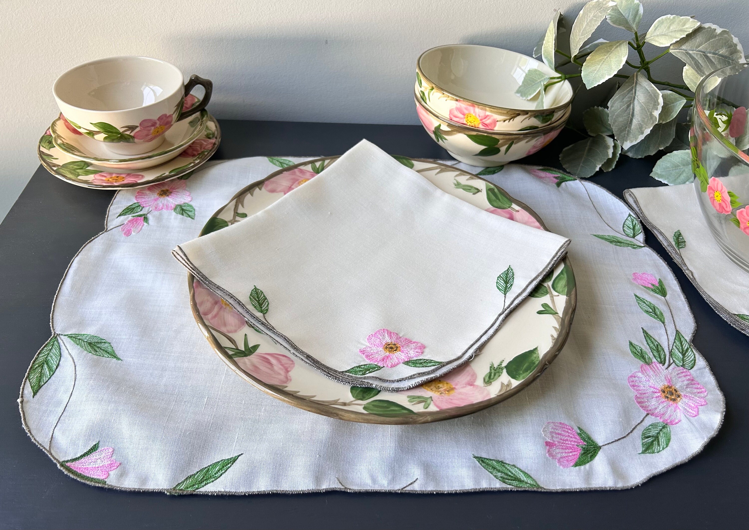 Franciscan Desert Rose Table Linens Cloth Place Mats and Napkins