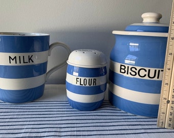 Cornish Ware Sugar Bowl Cornishware Blue & White Stripe - Etsy