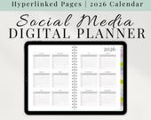 2026 Digital Planner | Hyperlinked Dated Planner | Social Media Planner Content Calendar | Small Business Planner