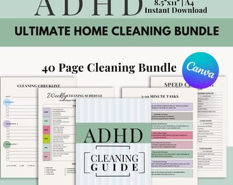ADHD Putz-Routine Vorlage | ADHS Putz-Bundle Declutter Challenge | Canva Bearbeitbares PDF