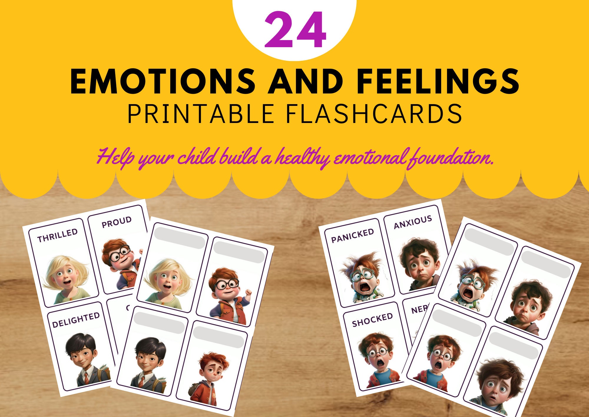 Emotions And Feelings Printable Cards Etsy