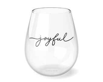 Joyful Stemless Wine Glass, 11.75oz