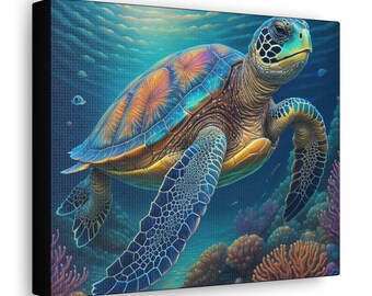 Colorful Sea Turtle Canvas
