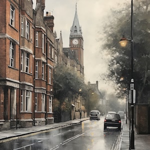 Acquerello di Londra, scena di Londra, arte di Londra, Big Ben di Londra, stampa scaricabile, arte della parete STAMPABILE, acquerello vintage / 001
