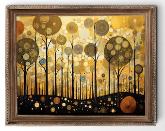 Modern art print, Klimt inspired image, downloadable art, horizontal print, living room decor, home decor, 4