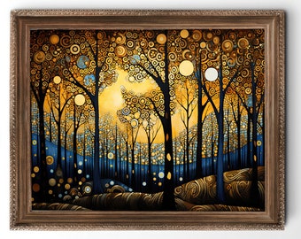 Modern art print, Klimt inspired image, downloadable art, horizontal print, living room decor, home decor, 5