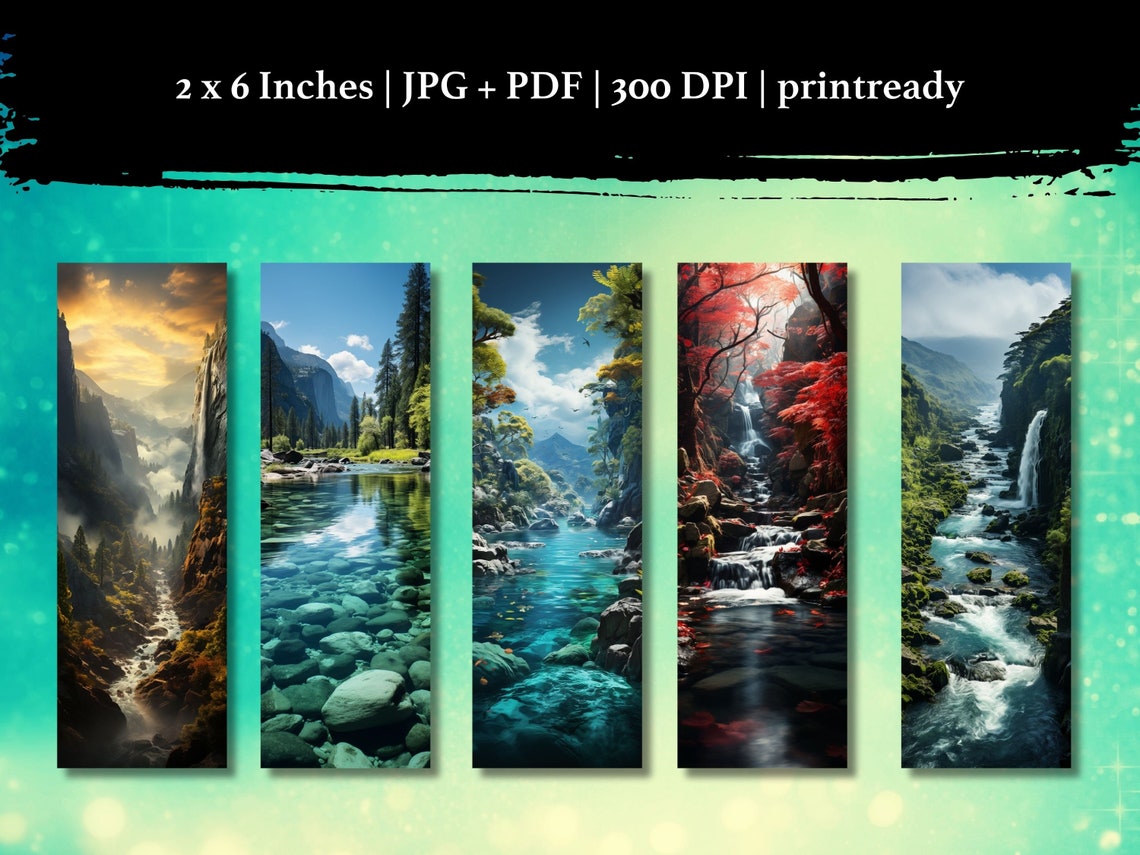 15 Magic WATERFALL, Waterfall, Printable Bookmarks, JPG Pages Print ...