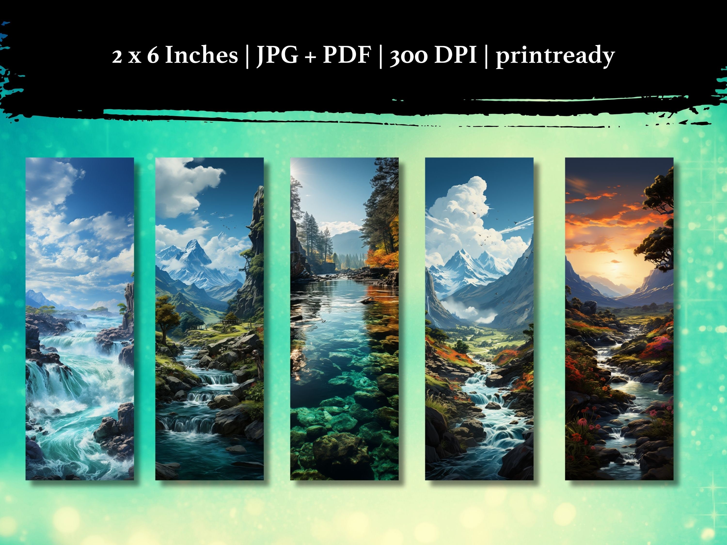 15 Magic WATERFALL, Waterfall, Printable Bookmarks, JPG Pages Print ...