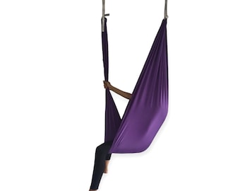 Purple Aerial Yoga Hammock, Therapy Swing, Relaxing, Stretching, Balancing, Strengthening, Swaying, Fly Yoga, Indoor, Outdoor