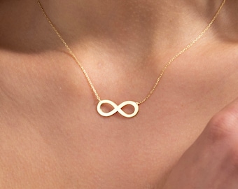 Infinity Necklace in 14K Solid Gold | Dainty Necklace | Handmade Infinity Gold Necklace | Adjustable 14K Solid Gold Jewelry | Gift for Her