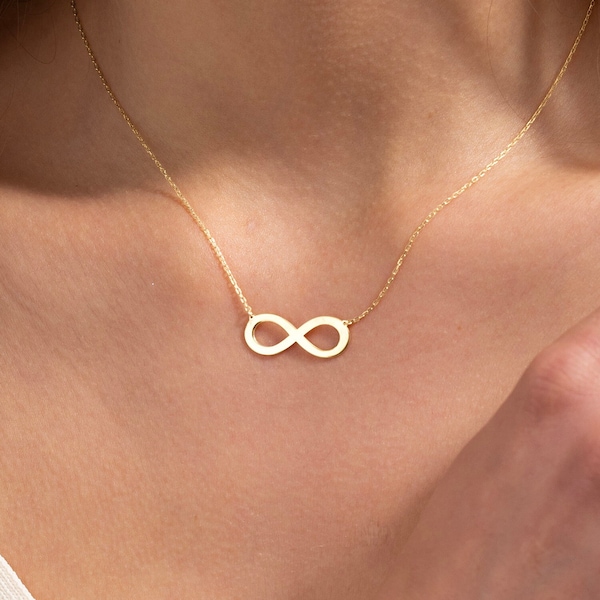 Infinity Necklace in 14K Solid Gold | Dainty Necklace | Handmade Infinity Gold Necklace | Adjustable 14K Solid Gold Jewelry | Gift for Her