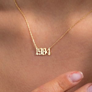 14K Solid Gold Personalized Number Necklace | Custom Year Date Necklace | Gold Lucky Number Jewelry | Personalized Necklace | Gift for Her