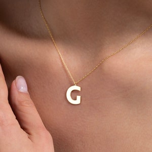 14K Solid Gold Initial Necklace | Custom Dainty Letter Necklace | Gold Alphabet Jewelry | Personalized Small Letter Necklace | Gift for Her