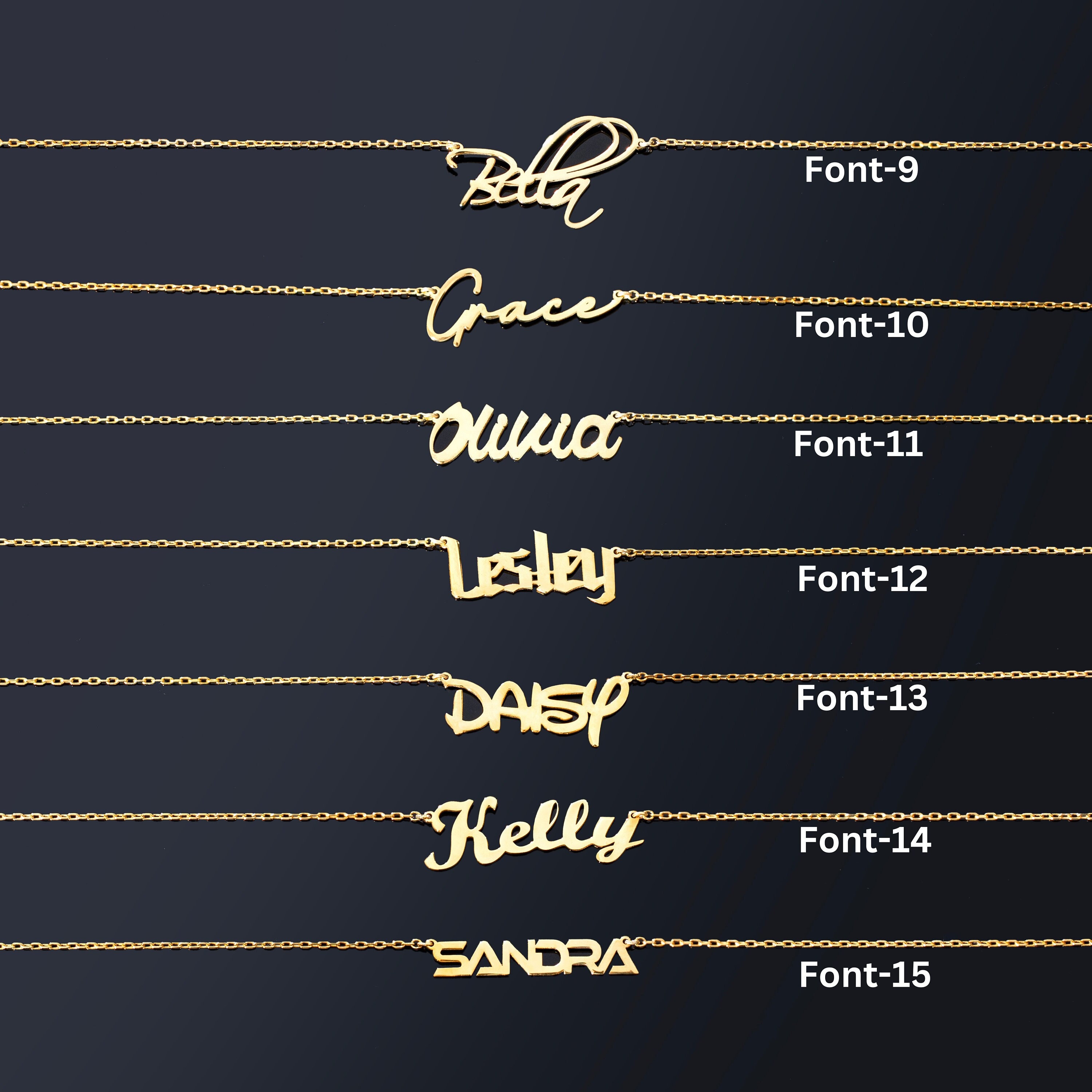 Name Inlay 14K Solid Gold & Sterling Silver Personalized Name Necklace | Custom ...