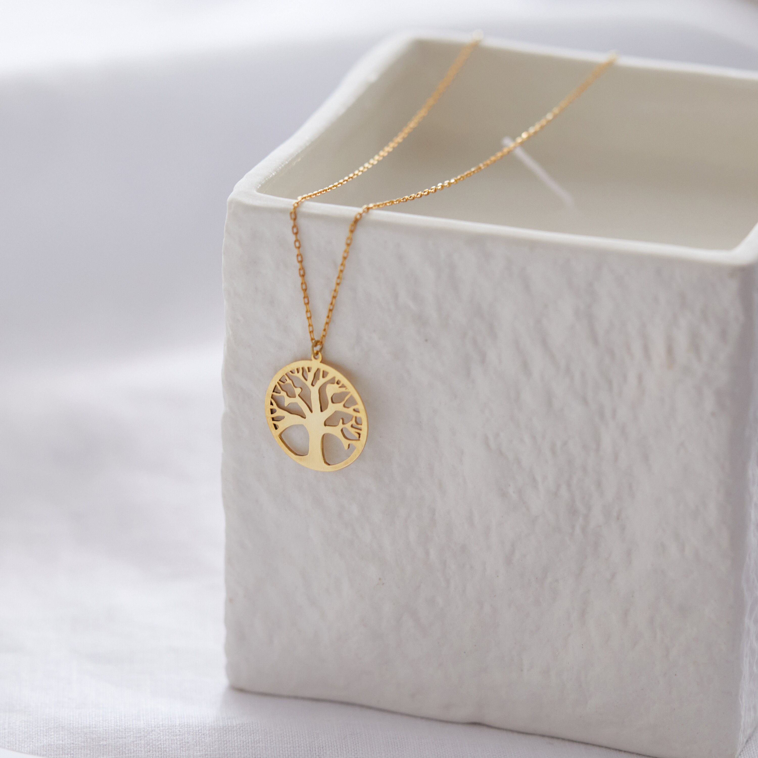 14k Solid Gold Tree Of Life Pendant – 11mm Charm – Nickel-Free – Made In USA By Alex And Elsa