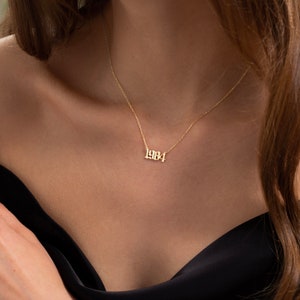 14K Solid Gold Personalized Number Necklace Custom Year Date Necklace Gold Lucky Number Jewelry Personalized Necklace Gift for Her image 5