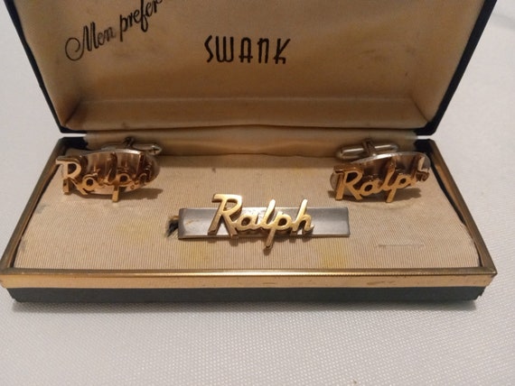 Vintage Swank Cufflinks and Tie Clip with box. Ra… - image 3