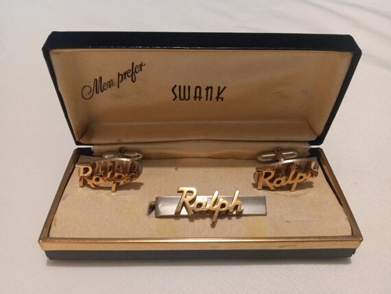 Vintage Swank Cufflinks and Tie Clip with box. Ra… - image 7