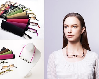 Leesbril om nek hangen