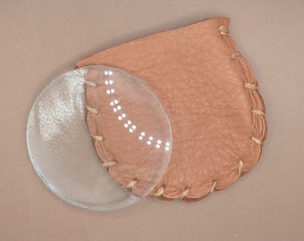 Lente de quema solar de 2" en bolsa de piel de ante cosida a mano / Encendedor primitivo / Herramienta de supervivencia bushcraft