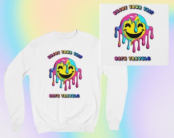 Colorful Stay Trippy Hippie Festival Sweater Pullover - Enjoy your Trip Safe Travels - Music Festival Fashion
