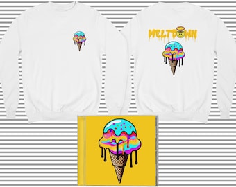 Colorful Festival Rave Crewneck Sweater with Psychedelic Design - Fun Unisex Shirt - Meltdown Icecream