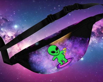 Cosmic Alien Surfing Fanny Pack / Rave Fanny Pack / Sling Bag/ Festival Fanny Pack / Men Women's Unisex Bag