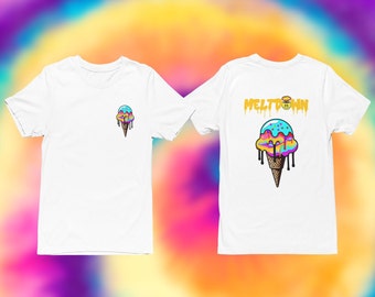 Vibrant Psychedelic T-Shirt for Festivals and Raves - Colorful Graphic Tee - Meltdown Icecram