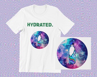 Psychedelic Hydration Shirt - Vibrant Water Bottle Design - Festival Fashion, Trippy Style, Rave Shirt