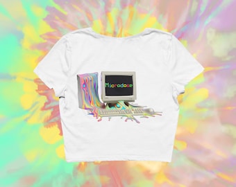 Colorful Festival Rave Crop Tshirt with Psychedelic Design - Fun Unisex Shirt - Microdose Crop Tee